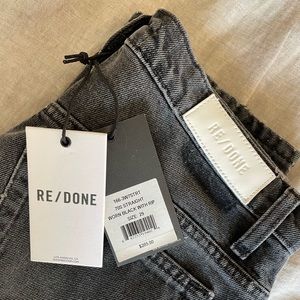 NWT Re/Done 70s Straight Worn Black Jeans with rip